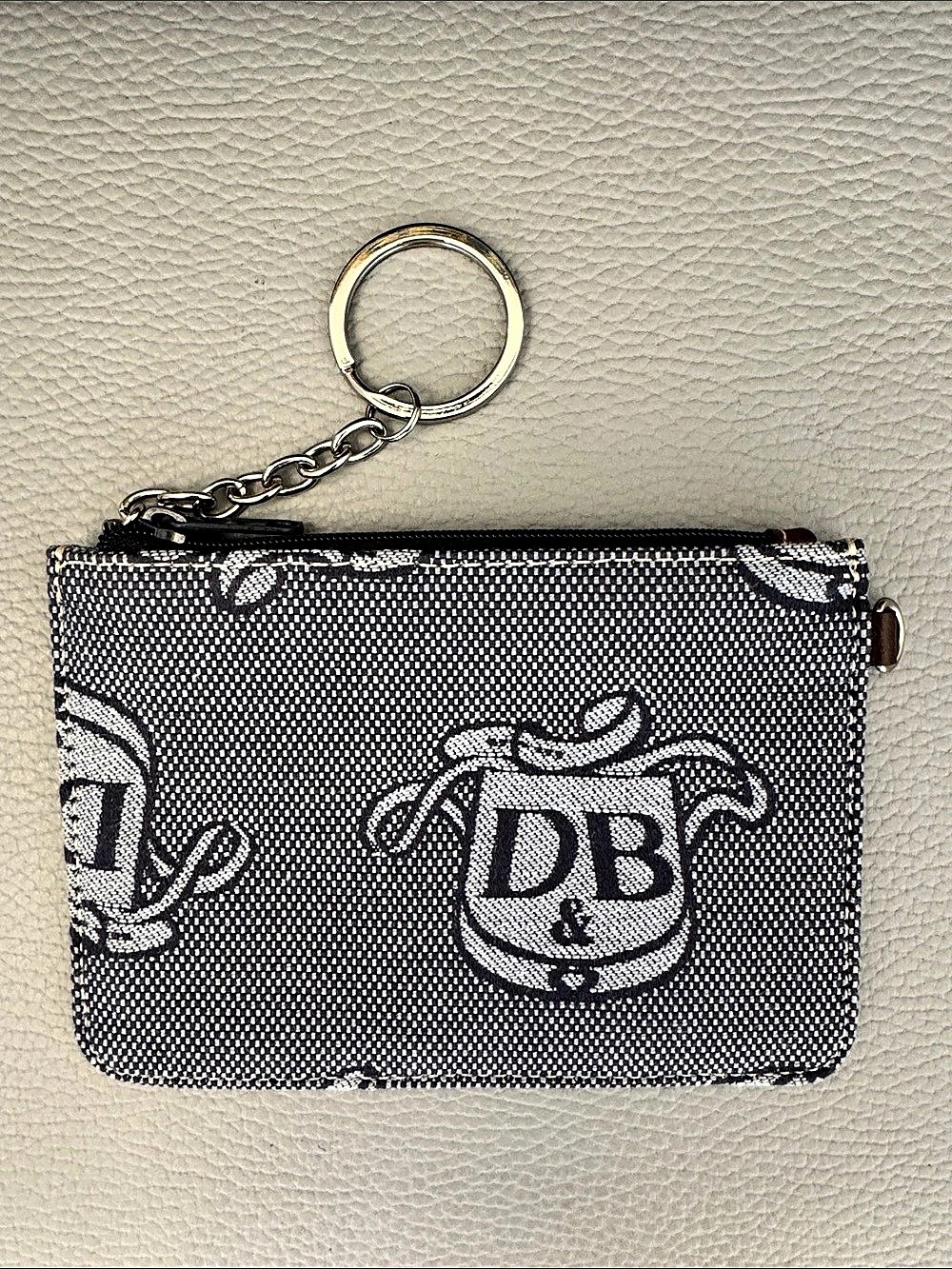 DOONEY & BOURKE BLUE SIGNATURE DB CREST MONOGRAM KEY CHAIN POUCH COIN PURSE